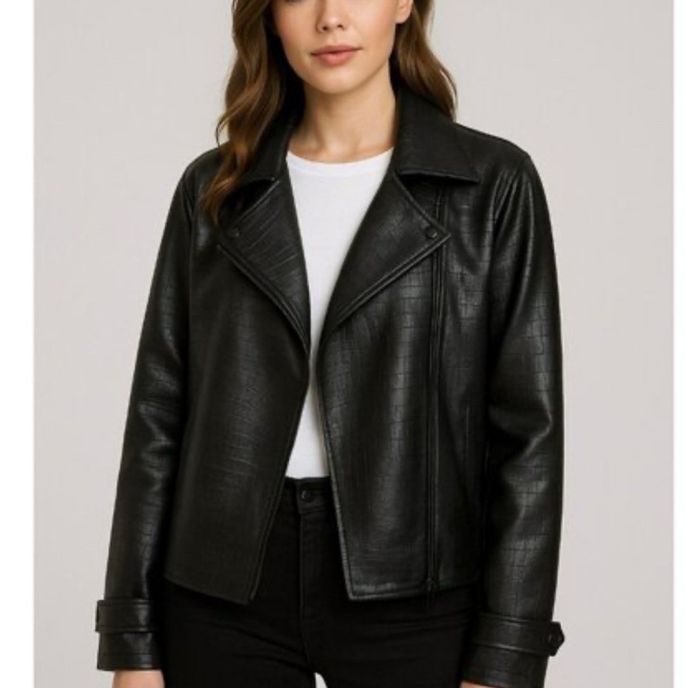 Marc New York Black Crocodile-Patterned Women's Jacket size S - Picture 1 of 10